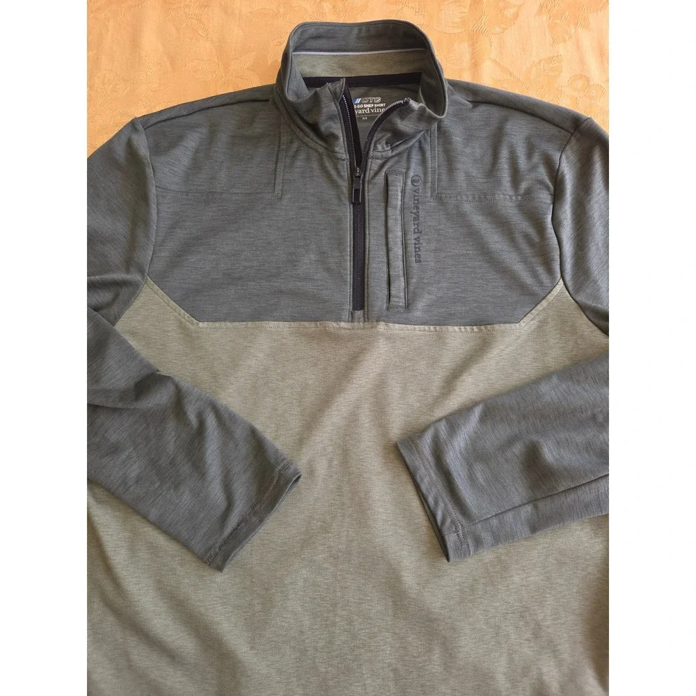 Vineyard Vines OTG On-The-Go Shep Shirt Mens Medium Grey Quarter Zip Pullover